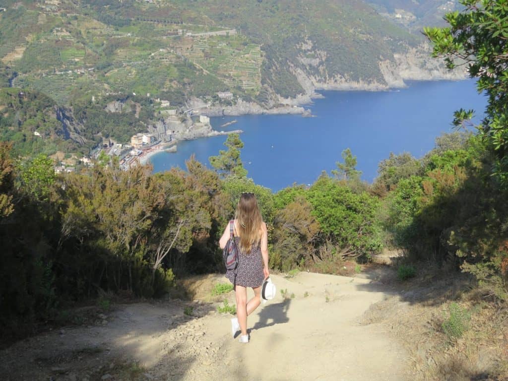 The Cinque Terre - Tanya on the hiking trail to Punta Mesco